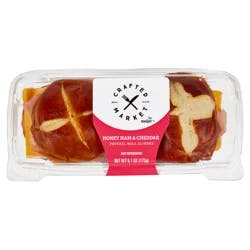 Crafted Market by Meijer Honey Ham & Cheddar Pretzel Roll Sliders, 6.1 oz.