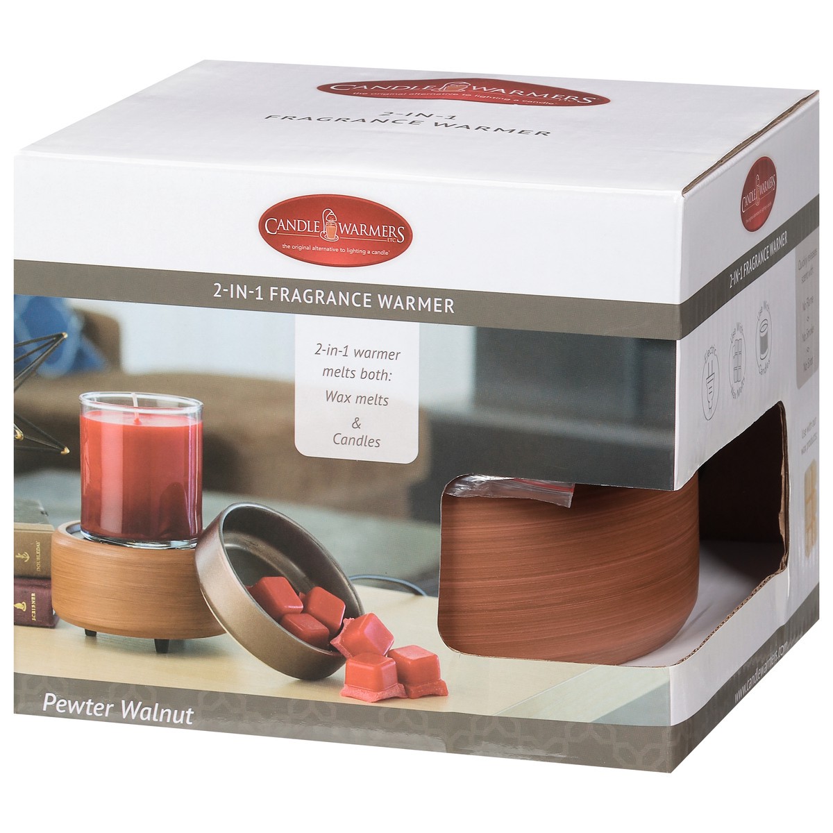 slide 7 of 9, Candle Warmers 2-in-1 Pewter Walnut Fragrance Warmer 1 ea, 1 ct