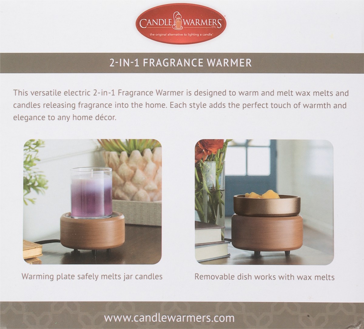 slide 2 of 9, Candle Warmers 2-in-1 Pewter Walnut Fragrance Warmer 1 ea, 1 ct