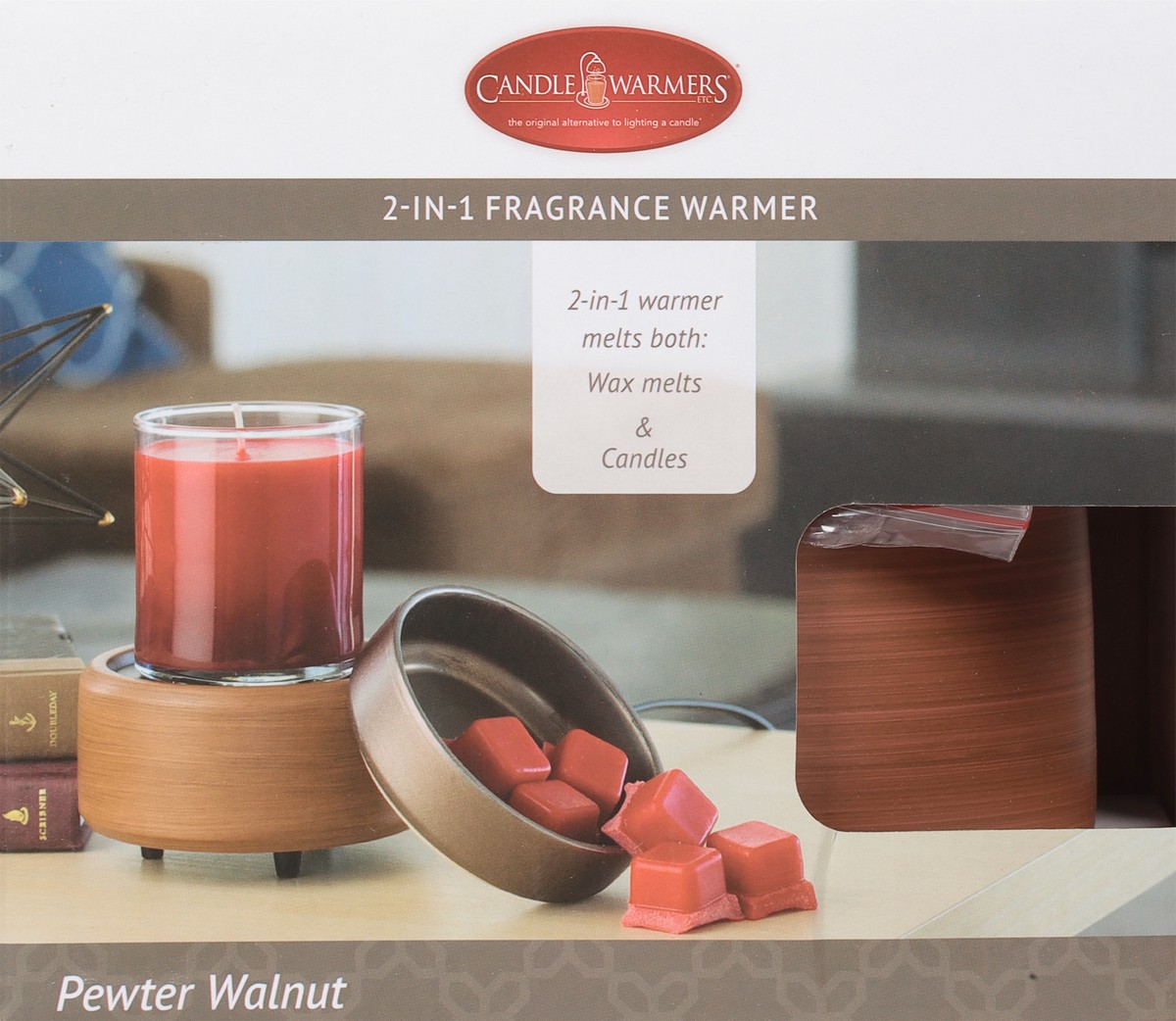 slide 3 of 9, Candle Warmers 2-in-1 Pewter Walnut Fragrance Warmer 1 ea, 1 ct