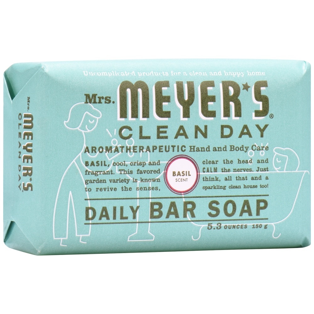 slide 1 of 4, Mrs. Meyer's Clean Day Daily Bar Soap Basil, 5.3 oz