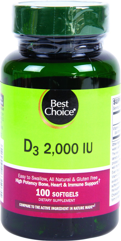 slide 1 of 1, Best Choice D3 2000 Iu Softgels, 100 ct