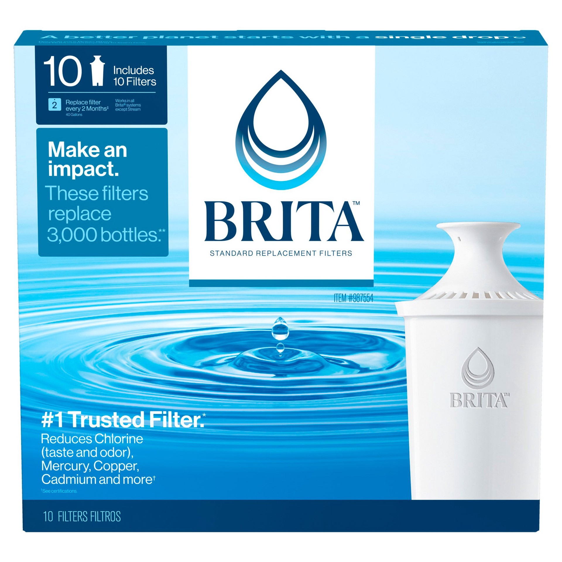 slide 1 of 1, Brita Replacement Water Filters, 10 pack, 