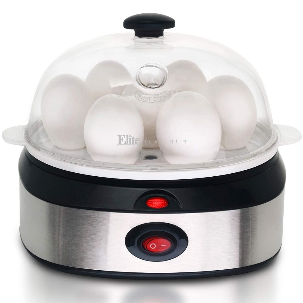 slide 1 of 1, Maxi-Matic Platinum Stainless Steel Automatic Easy Egg Cooker Silverblack, 1 ct