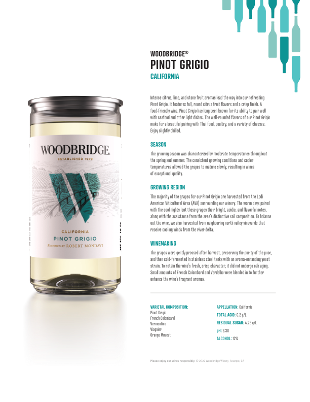 slide 4 of 10, Woodbridge by Robert Mondavi Pinot Grigio White Wine, 187ml Can, 6.32 fl oz