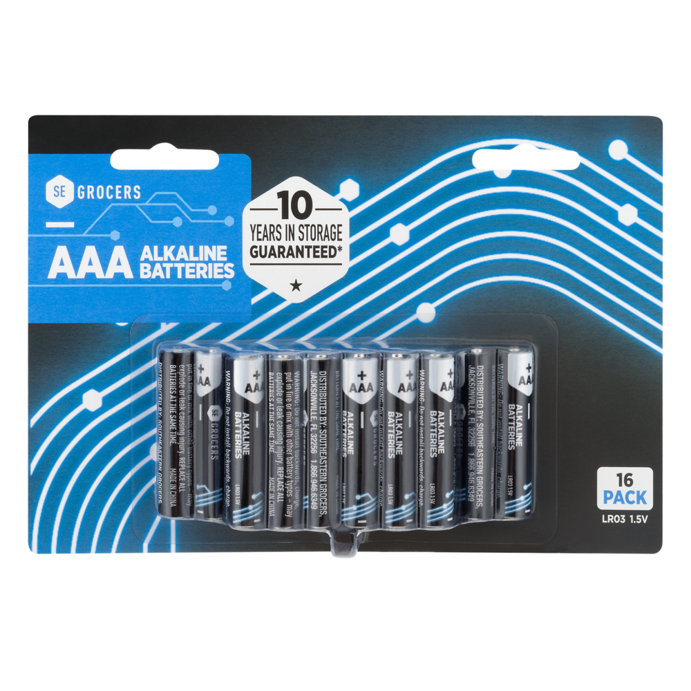 slide 1 of 1, SE Grocers AAA Alkaline Batteries 16 Count, 16 ct