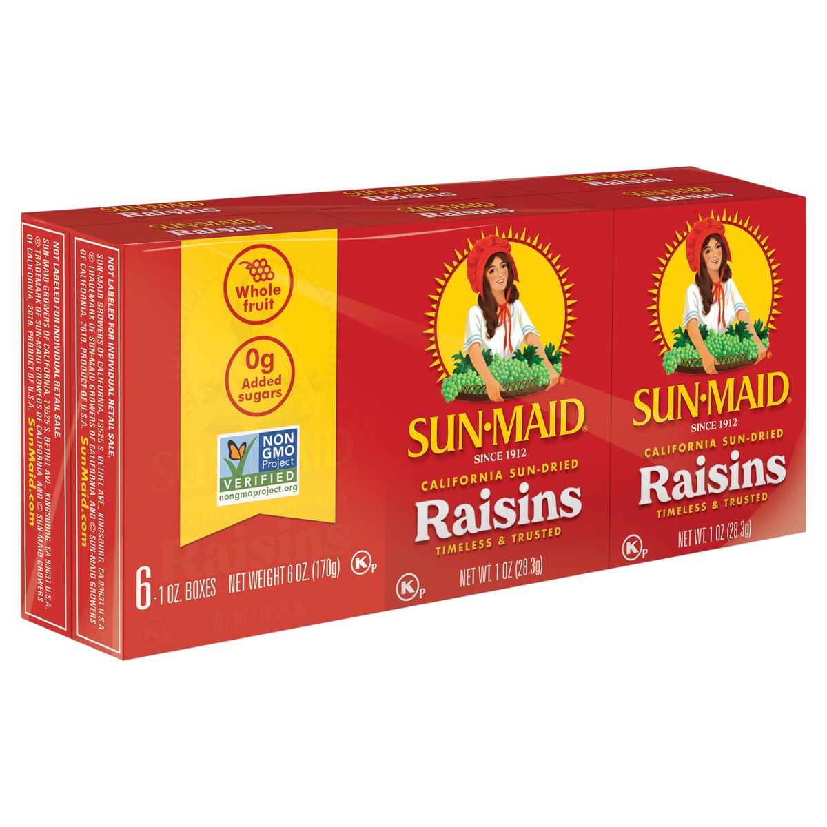 slide 2 of 9, Sun-Maid California Sun-Dried Raisins 6-Pack/1oz Cartons, 6 ct