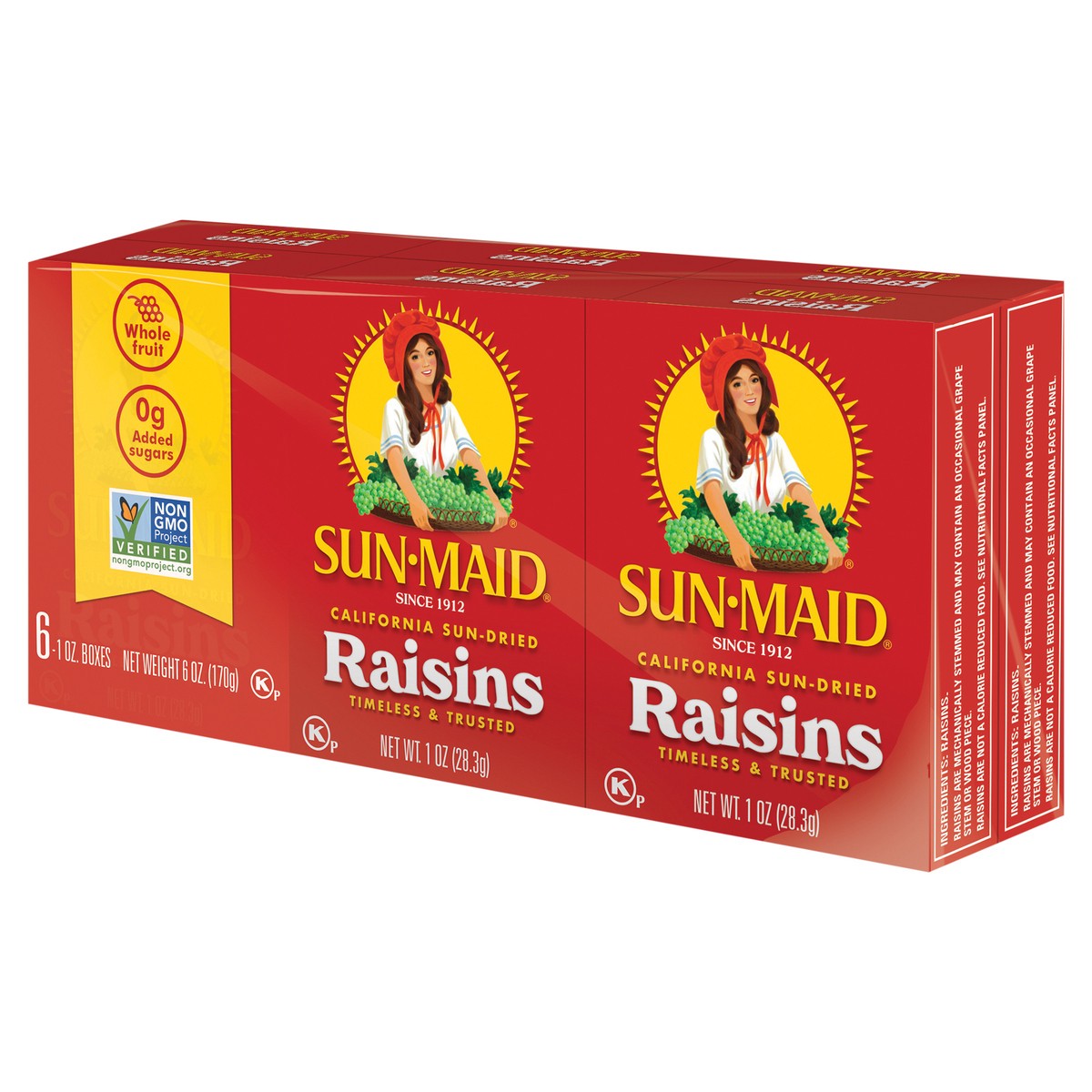 slide 3 of 9, Sun-Maid California Sun-Dried Raisins 6-Pack/1oz Cartons, 6 ct