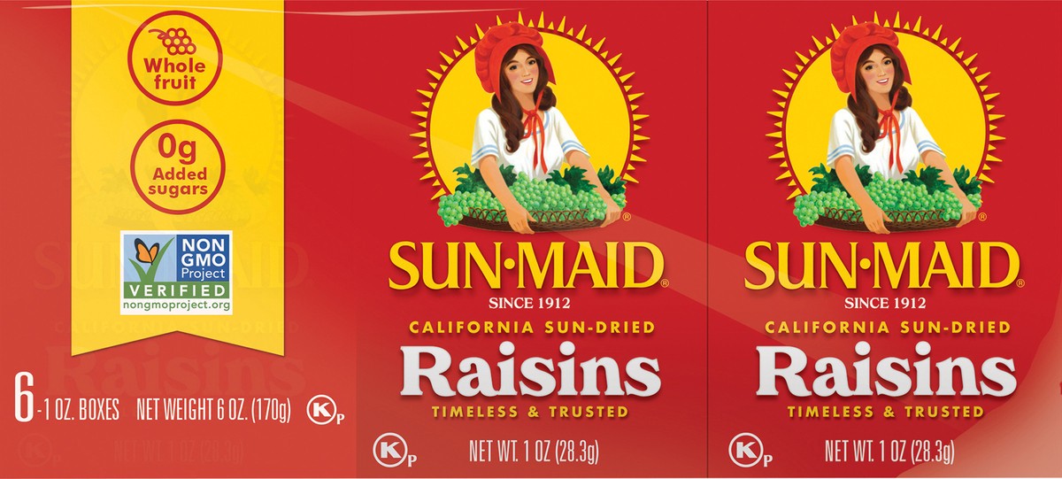 slide 6 of 9, Sun-Maid California Sun-Dried Raisins 6-Pack/1oz Cartons, 6 ct