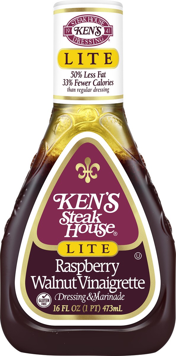 slide 6 of 12, Ken's Steak House Lite Raspberry Walnut Vinaigrette Dressing, 16 oz