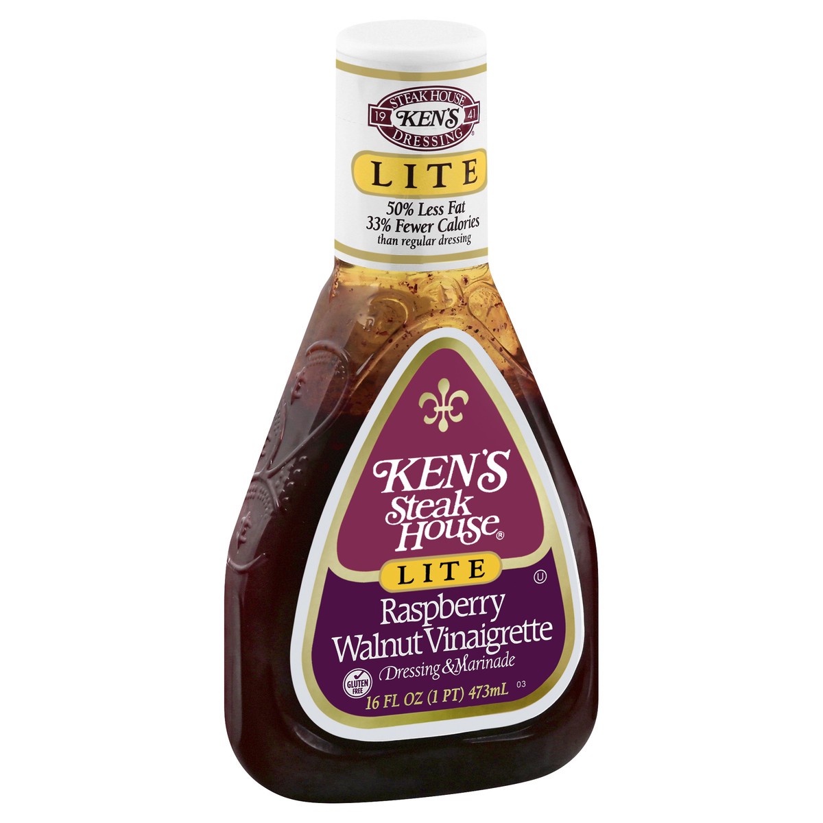 slide 9 of 12, Ken's Steak House Lite Raspberry Walnut Vinaigrette Dressing, 16 oz