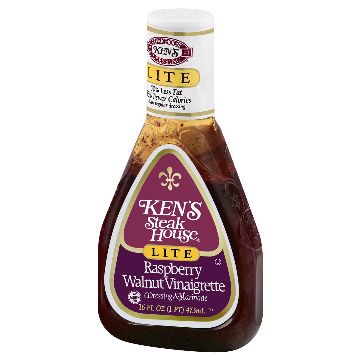 slide 10 of 12, Ken's Steak House Lite Raspberry Walnut Vinaigrette Dressing, 16 oz