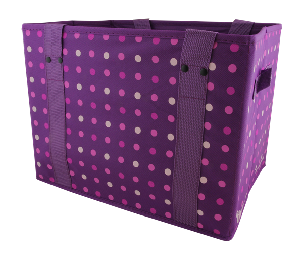 slide 1 of 1, HyVee Collapsible Shopping Box Purple With Polka Dots, 1 ct