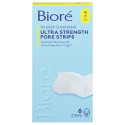 Biore Blackhead Remover Pore Strip, Witch Hazel Ultra Cleansing Pore Strips, Oil-Free, Nose Strips, Cruelty Free, 6 Count