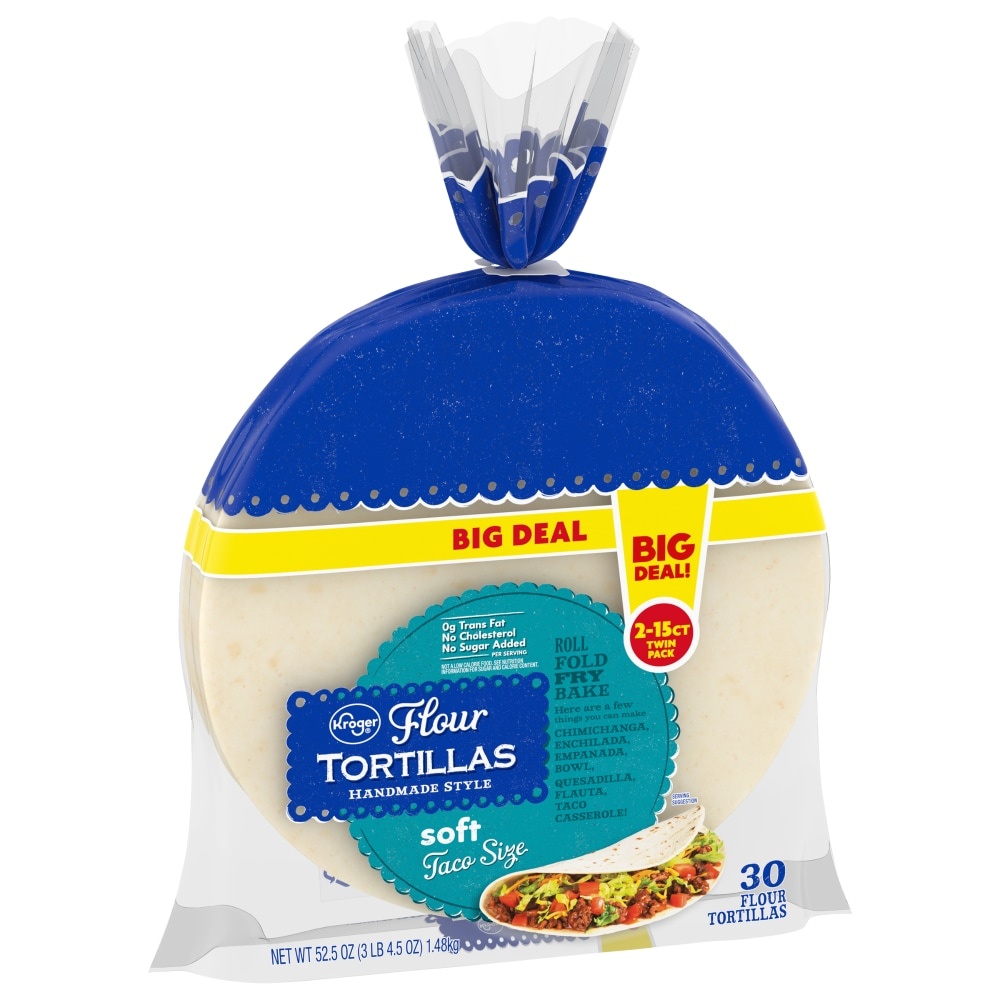 slide 1 of 2, Kroger Taco Size Soft Flour Tortilla, 30 ct