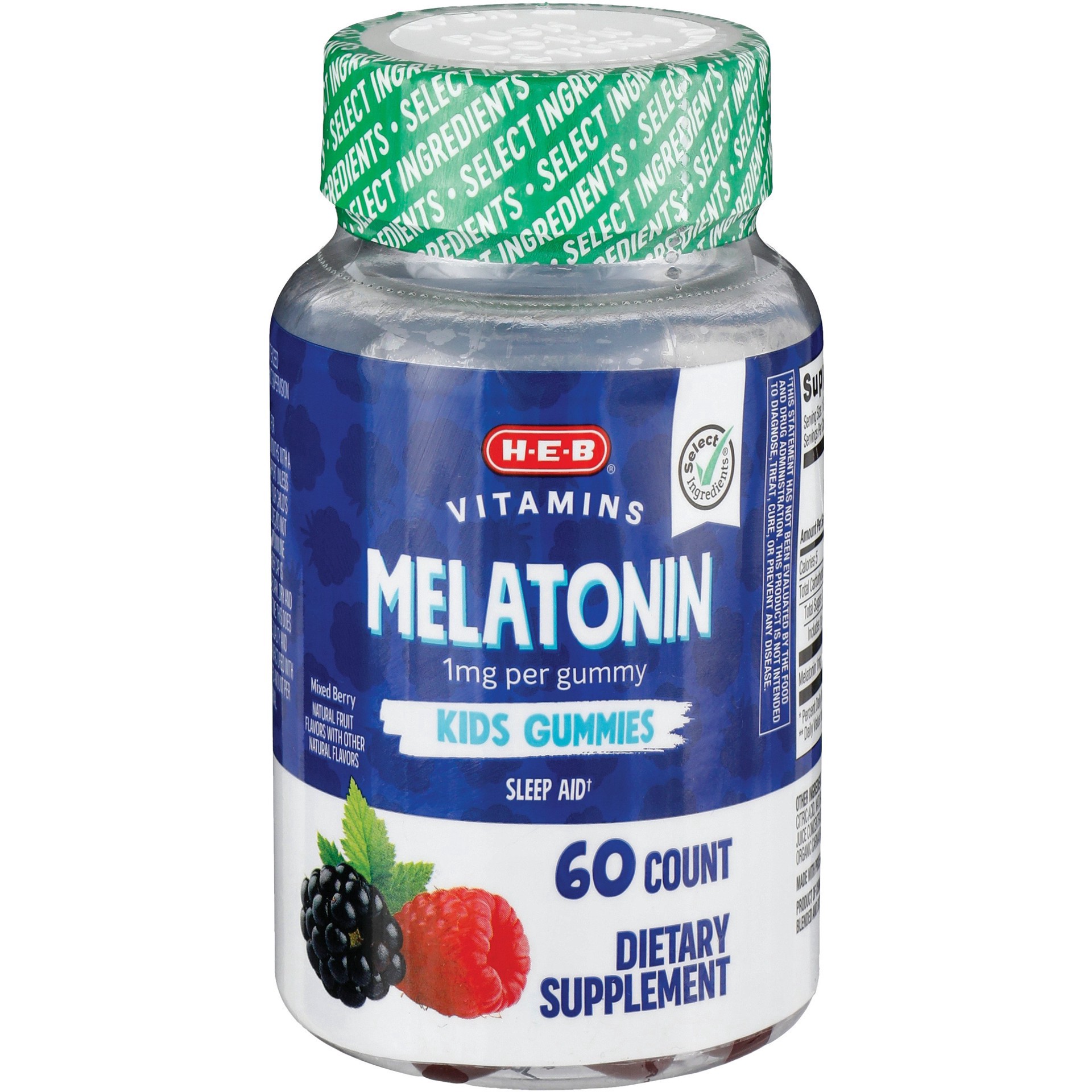 slide 1 of 1, H-E-B Vitamins Kids Melatonin 1 mg Gummies - Mixed Berry, 60 ct