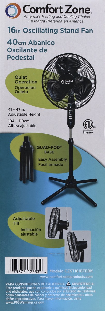 slide 3 of 4, Comfort Zone Oscillating 16 In Pedestal Fan, 16 in