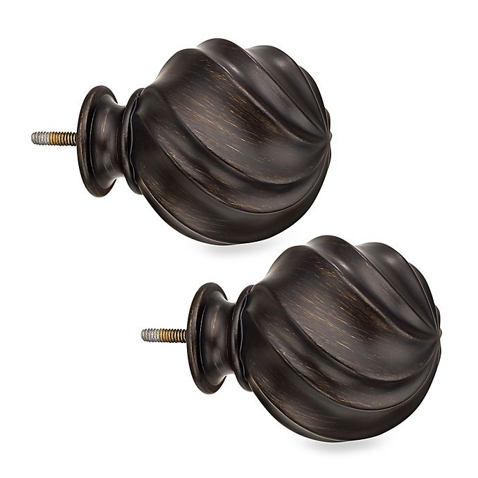 slide 1 of 1, Cambria Elite Twist Ball Finials - Matte Brown, 2 ct