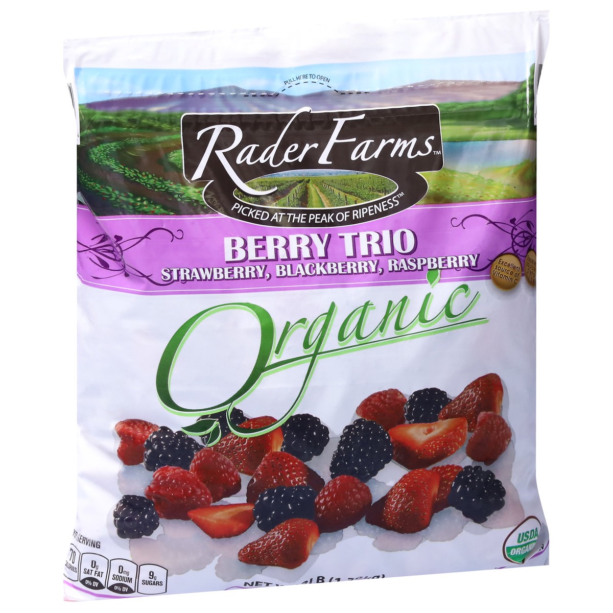 slide 2 of 9, Rader Farms Organic Berry Trio 3 lb, 48 oz