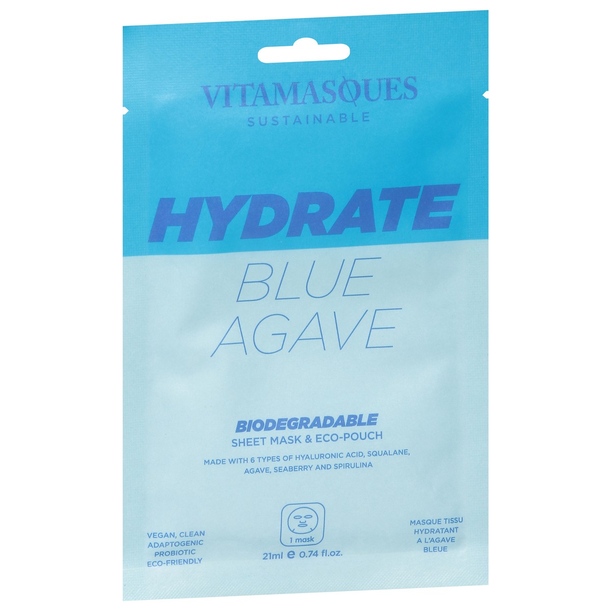 slide 10 of 14, Vitamasques Hydrate Biodegradable Blue Agave Sheet Mask & Eco-Pouch 0.74 fl oz, 1 ct
