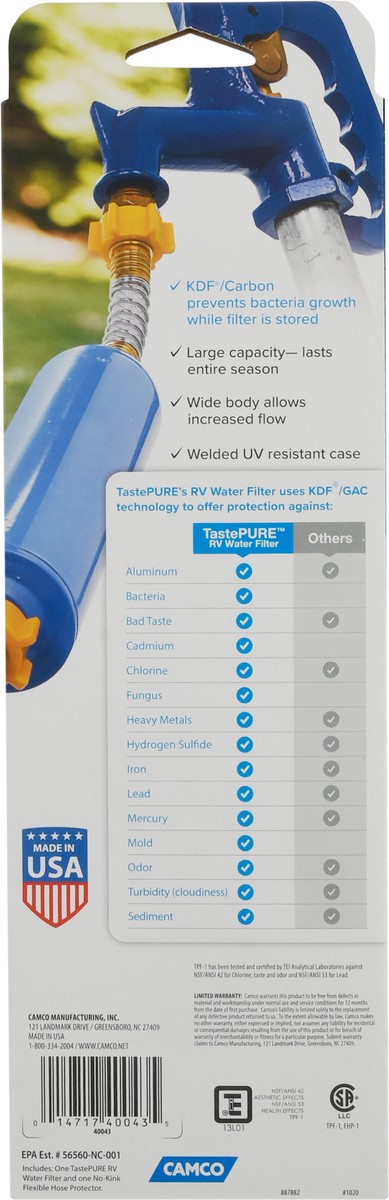 slide 5 of 9, Camco TastePure RV/Marine Water Filter 1 ea, 1 ct