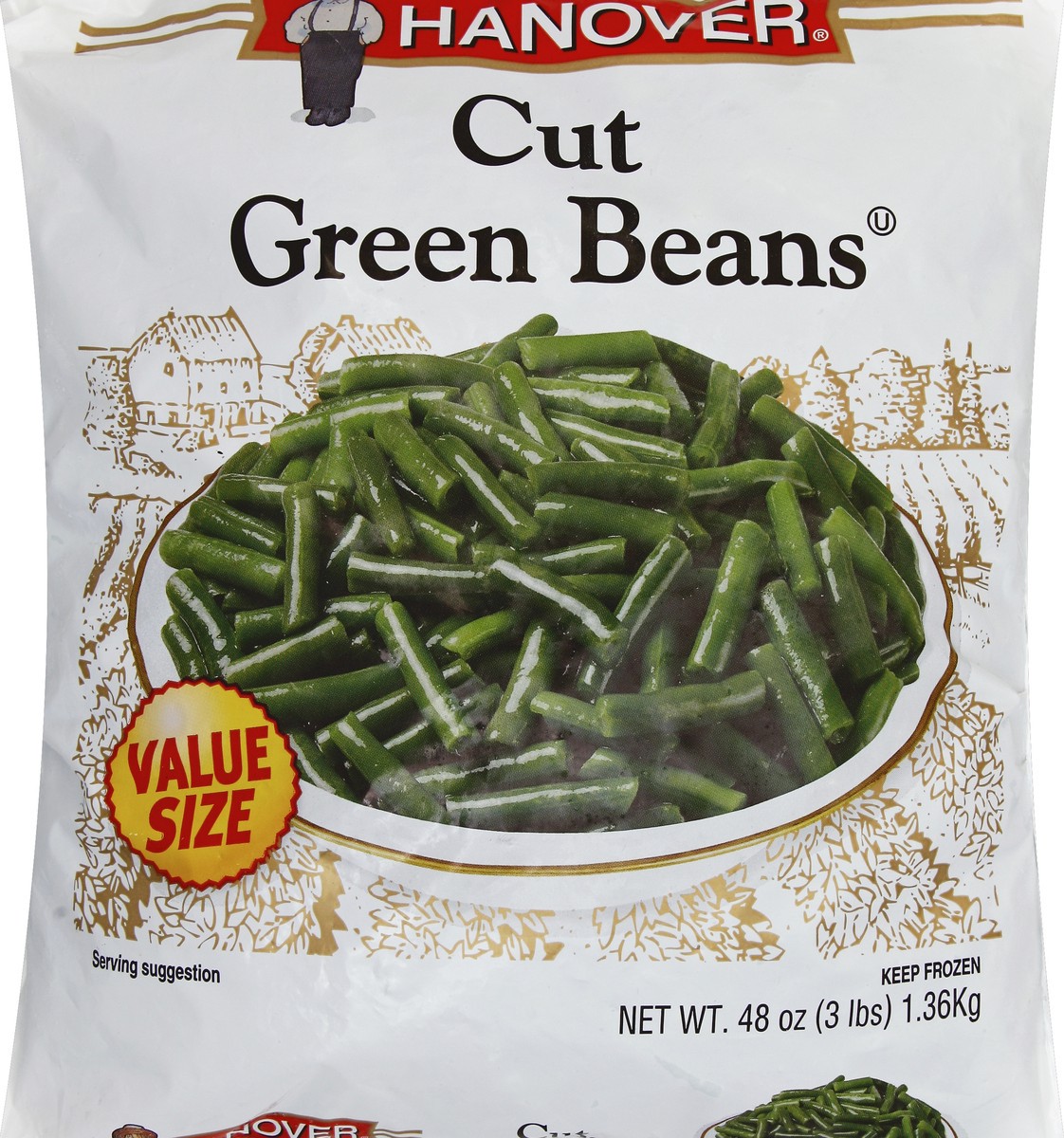 slide 4 of 5, Hanover Cut Green Beans, 48 oz