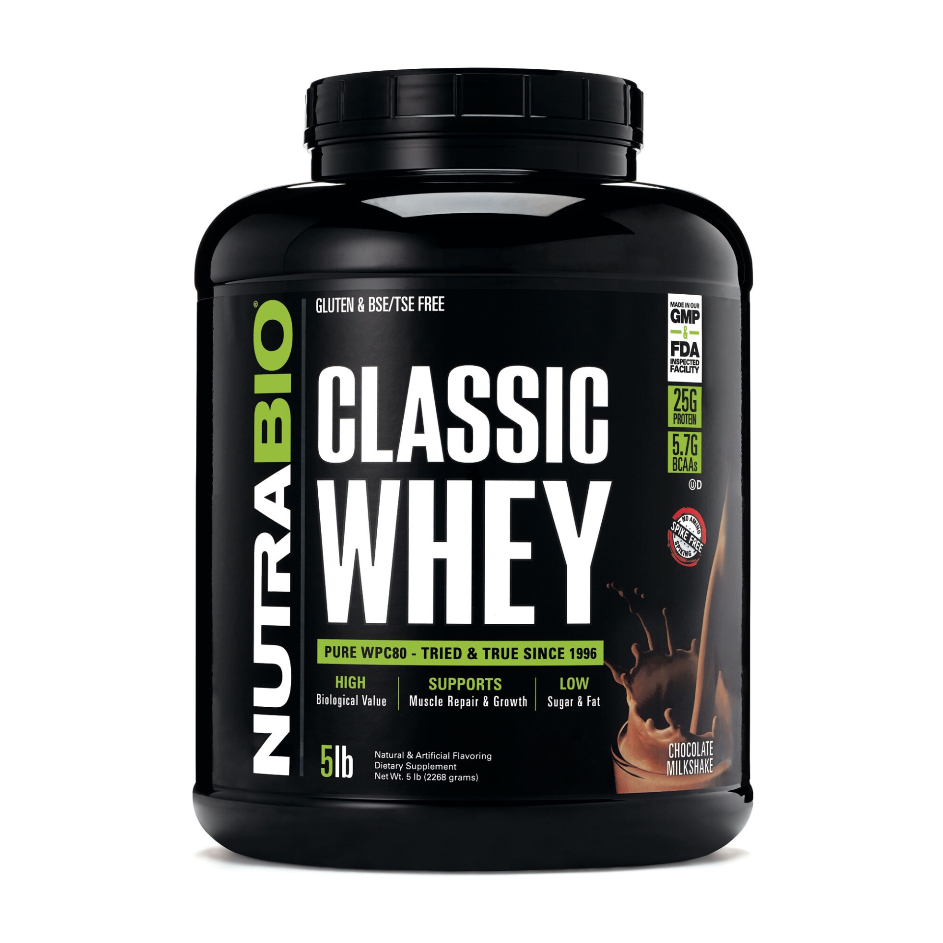 slide 1 of 1, NutraBio Classic Whey - Chocolate Milkshake, 5 lb