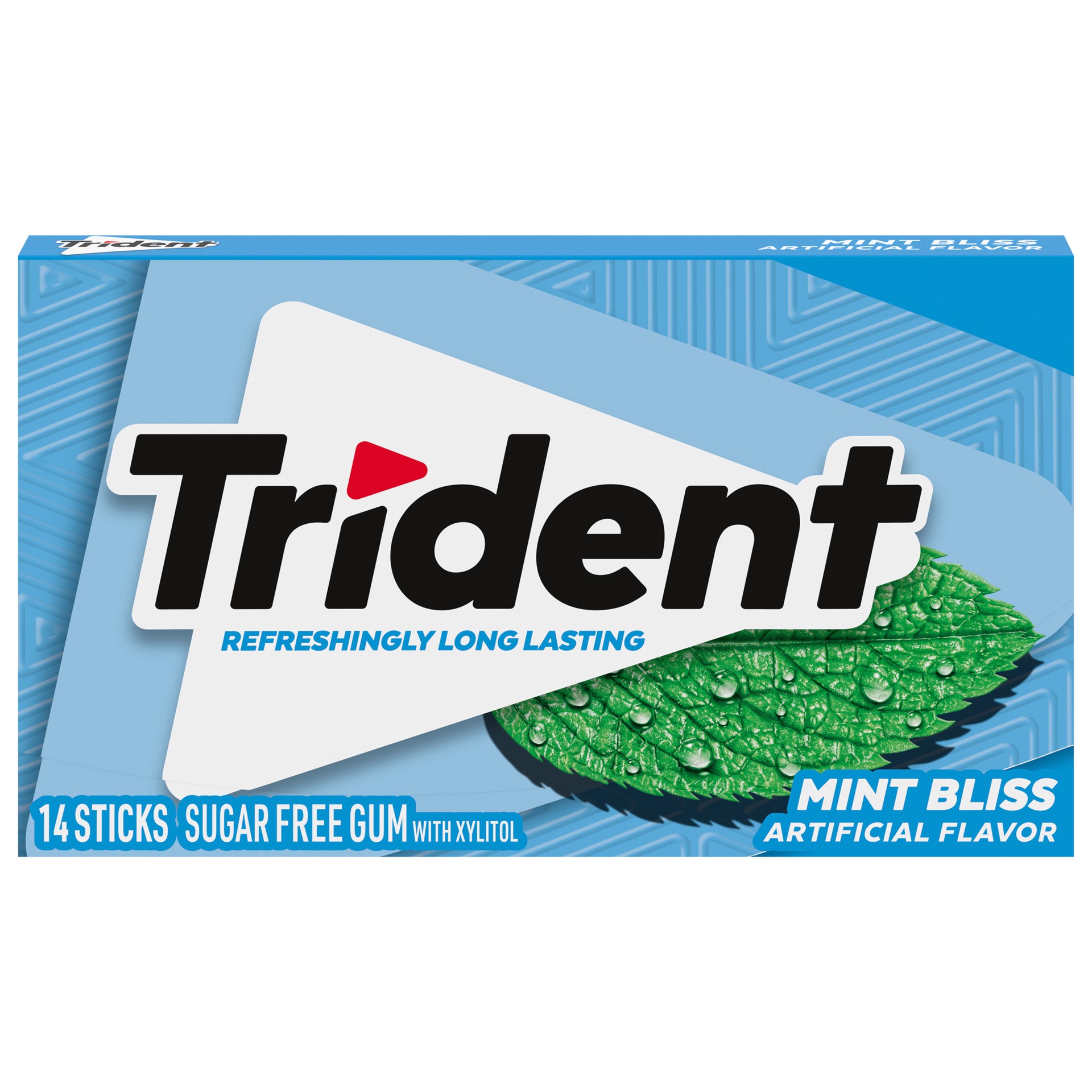 slide 1 of 9, Trident Mint Bliss Sugar Free Gum, Made with Xylitol, 14 Piece Pack, 0.06 lb