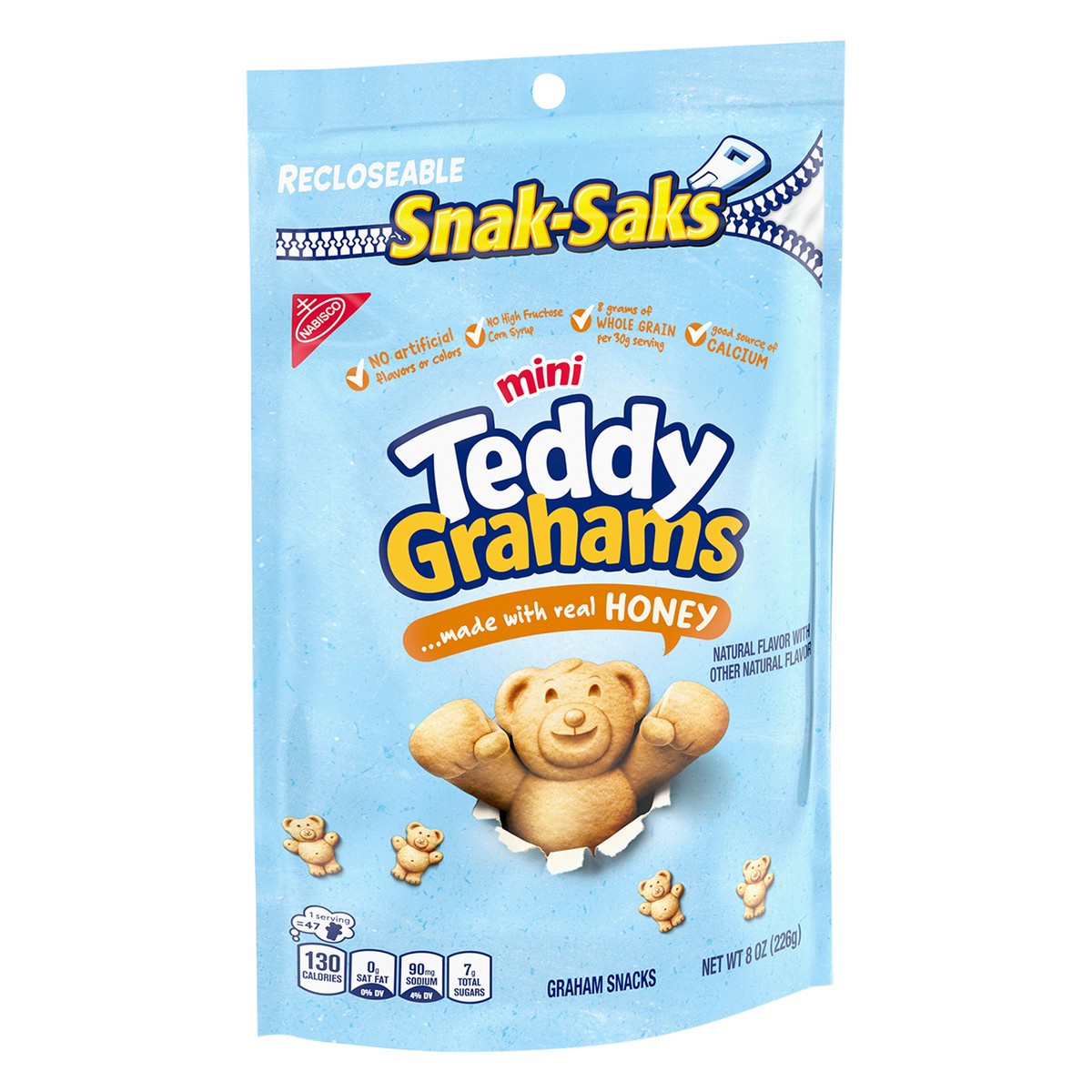 slide 5 of 9, TEDDY GRAHAMS Mini Honey Graham Snacks, Kids Snacks, 8 oz, 8 oz