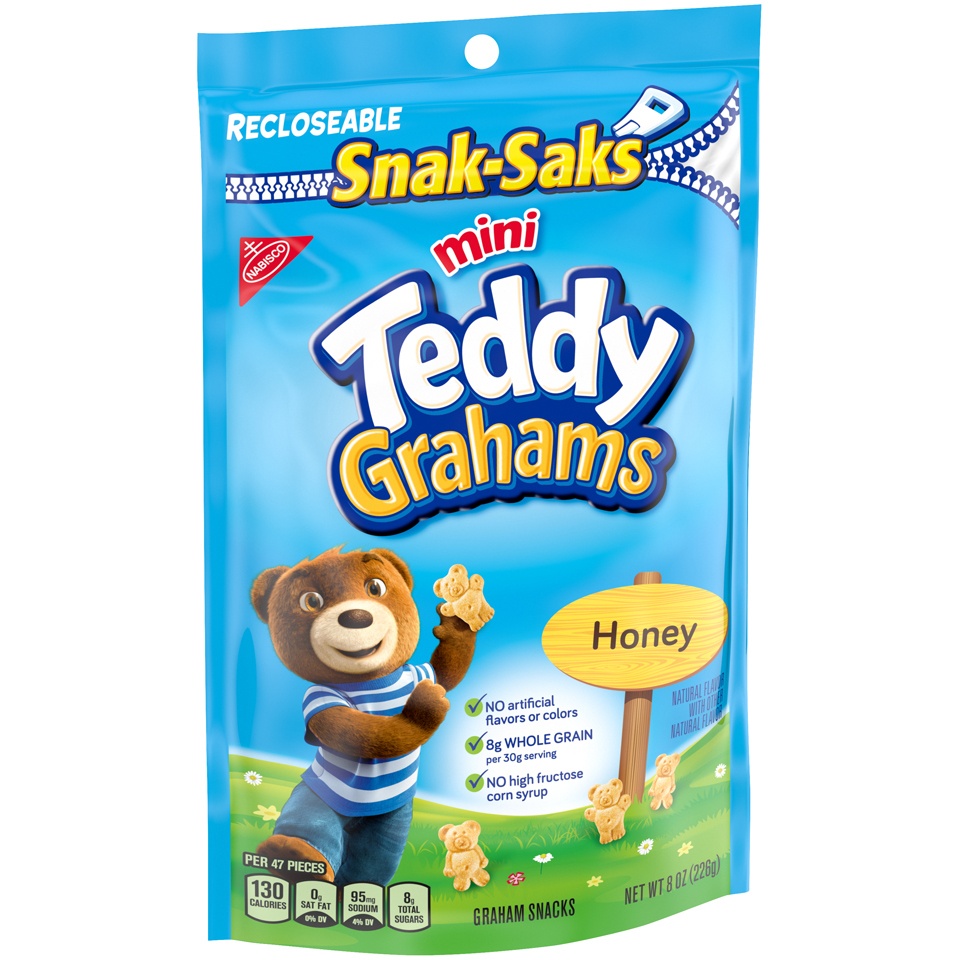slide 3 of 7, Teddy Grahams Mini Honey Graham Snak-Saks, 8 oz