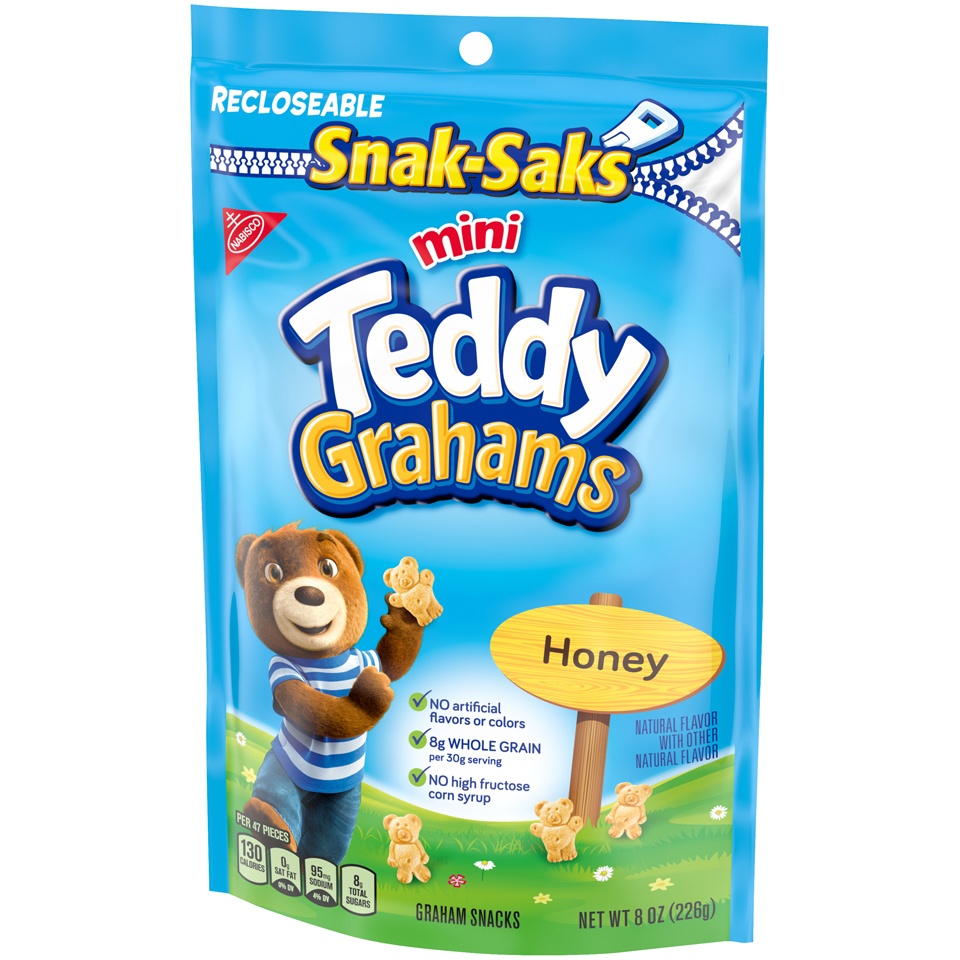slide 4 of 7, Teddy Grahams Mini Honey Graham Snak-Saks, 8 oz