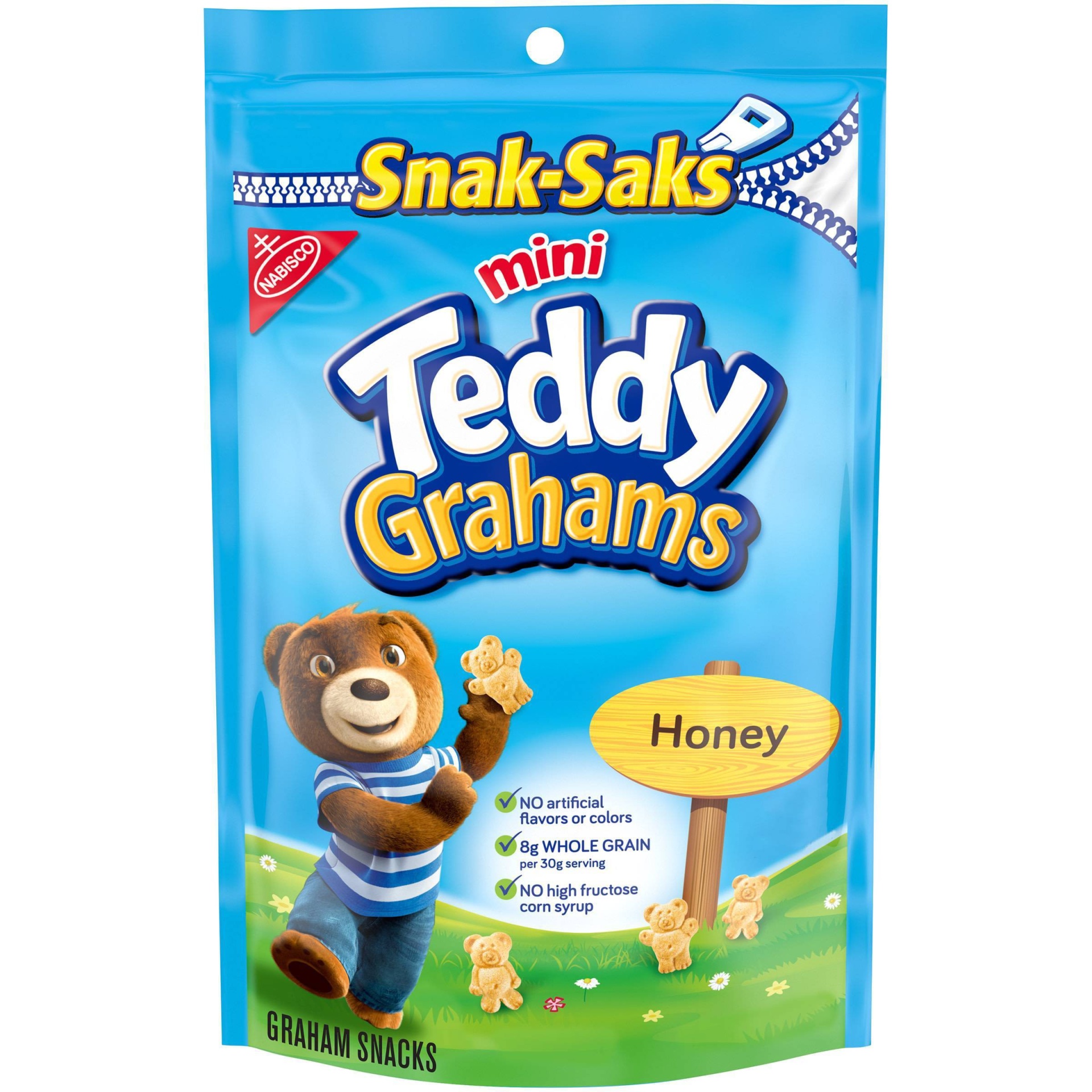 slide 1 of 7, Teddy Grahams Mini Honey Graham Snak-Saks, 8 oz