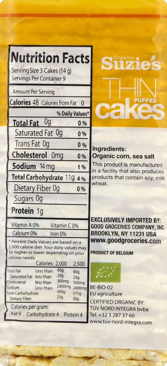 slide 5 of 5, Suzie's Puffed Thin Cakes Corn Lightly Salted, 4.6 oz