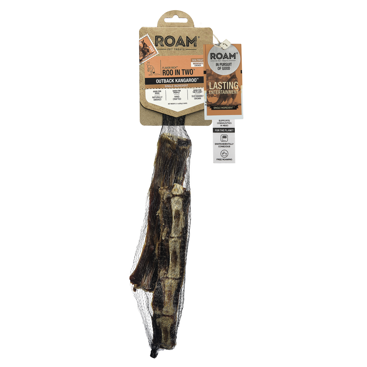 slide 1 of 5, ROAM Roo In Two Dog Treat - Outback Kangaroo, LG