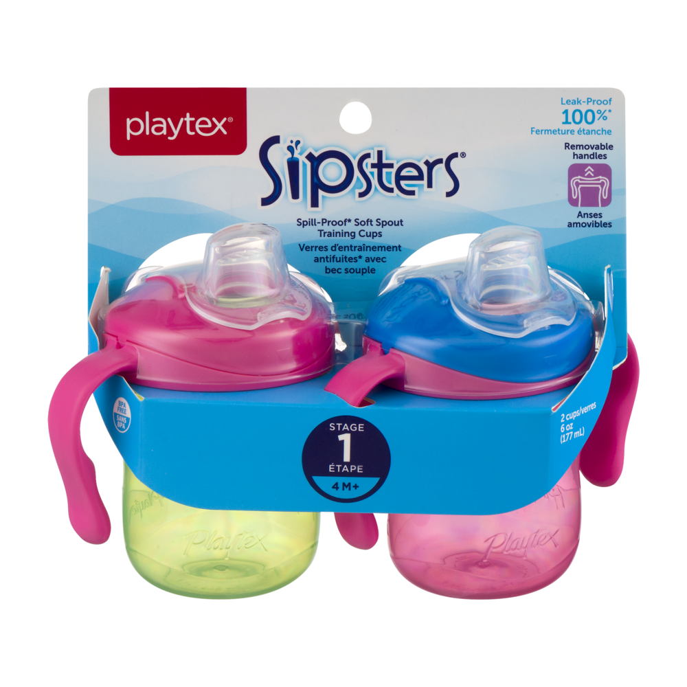 slide 1 of 1, Playtex Trainingtime Soft Spout Training Cups, Assorted Colors, 2 ct