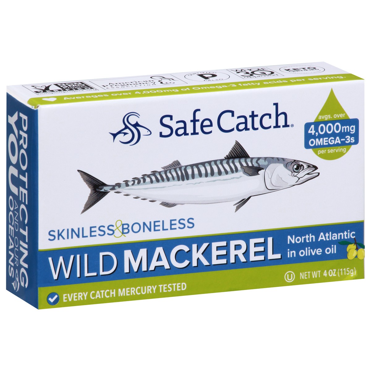 slide 6 of 9, Safe Catch Wild Skinless & Boneless Mackerel in Olive Oil 4 oz, 4 oz