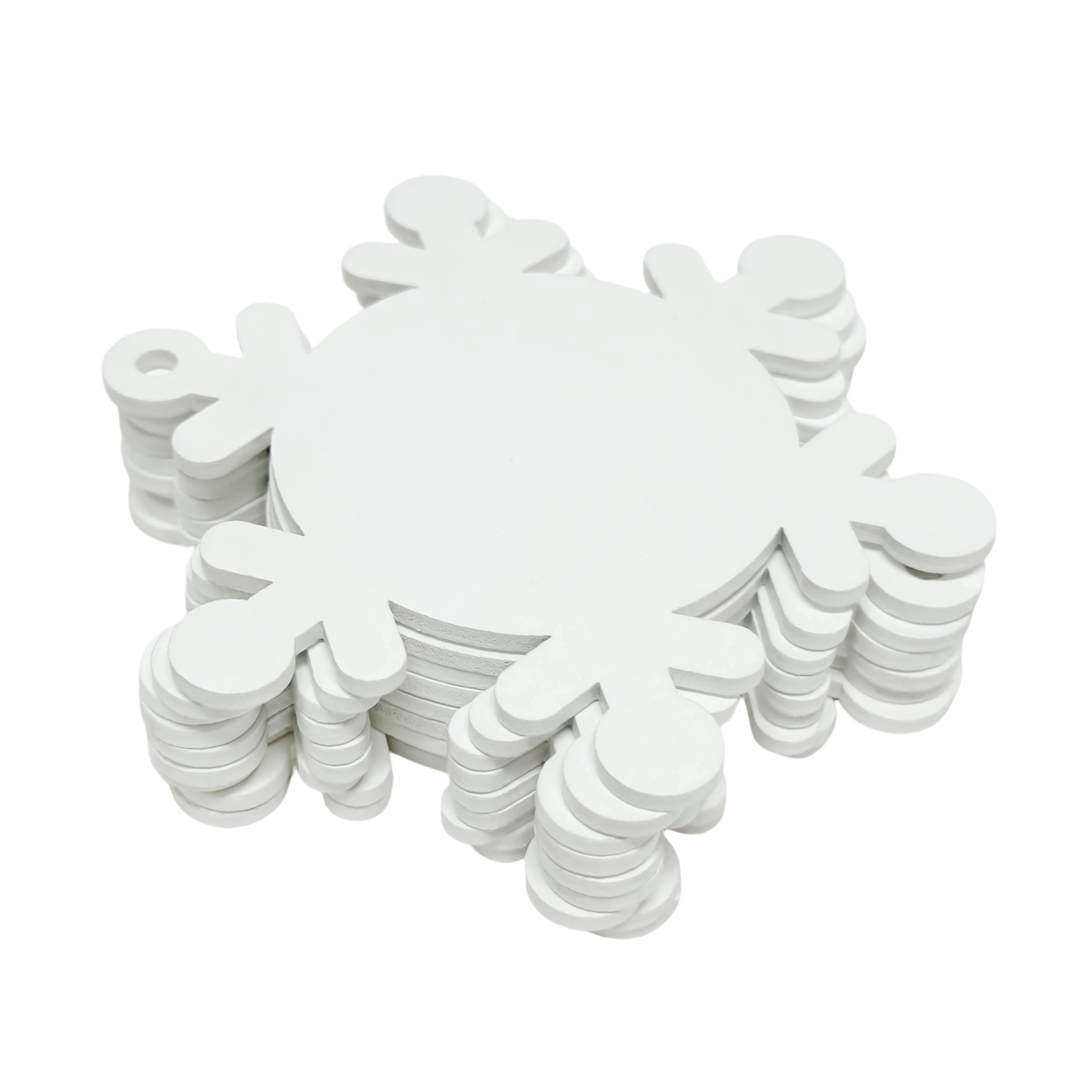 slide 2 of 3, 3.5" Diy Whitewashed Plywood Snowflake Ornaments, 12ct. By Make Market, 12 ct