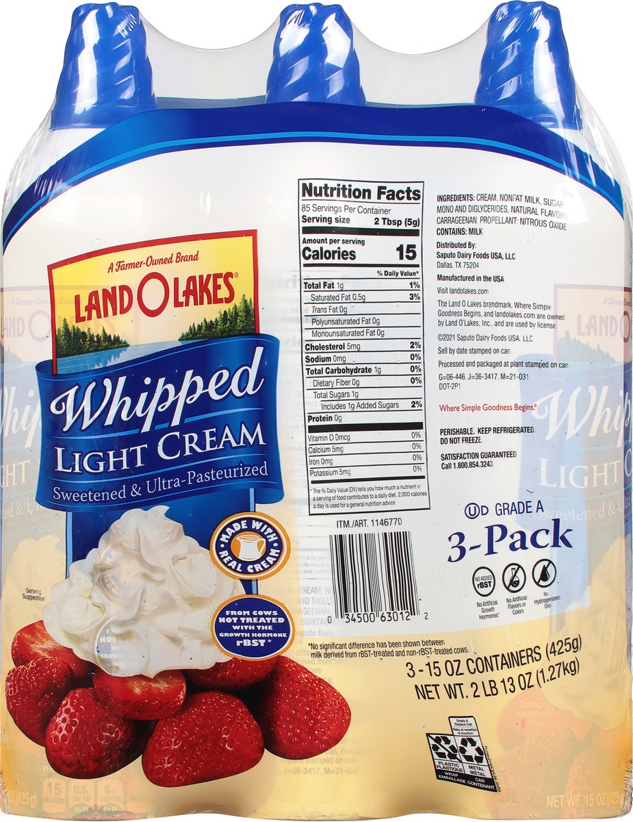 slide 12 of 14, Land O'Lakes 3 Pack Whipped Light Cream 3 - 15 oz Cans, 3 ct