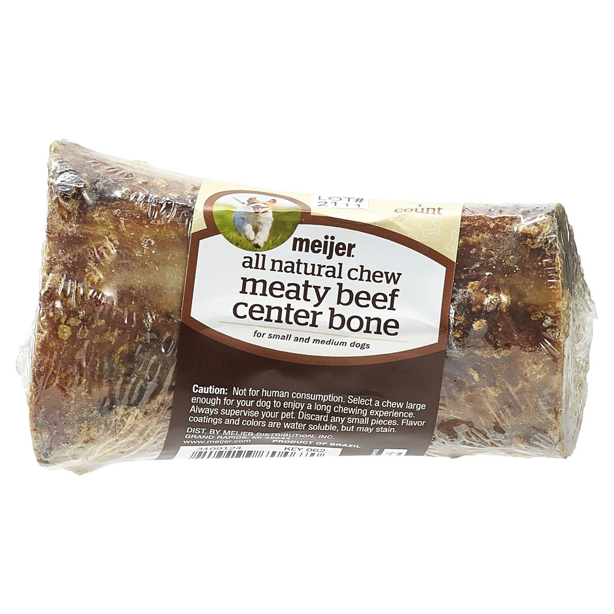 slide 1 of 29, Meijer All Natural Chew Meaty Beef Center Bone, 4, 1 ct