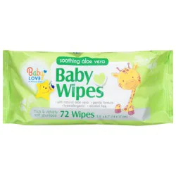 Baby Love Soothing Aloe Vera Baby Wipes - 72 ct
