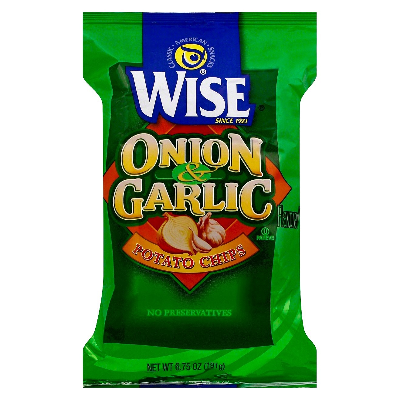 slide 1 of 6, Wise Onion & Garlic Potato Chips, 6.75 oz