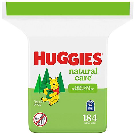 slide 1 of 3, Huggies Natural Care Sensitive Baby Wipes, Unscented, 1 Refill Pack (184 Wipes Total), 184 ct