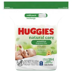 Huggies Natural Care Sensitive Baby Wipes, Unscented, 1 Refill Pack (184 Wipes Total)