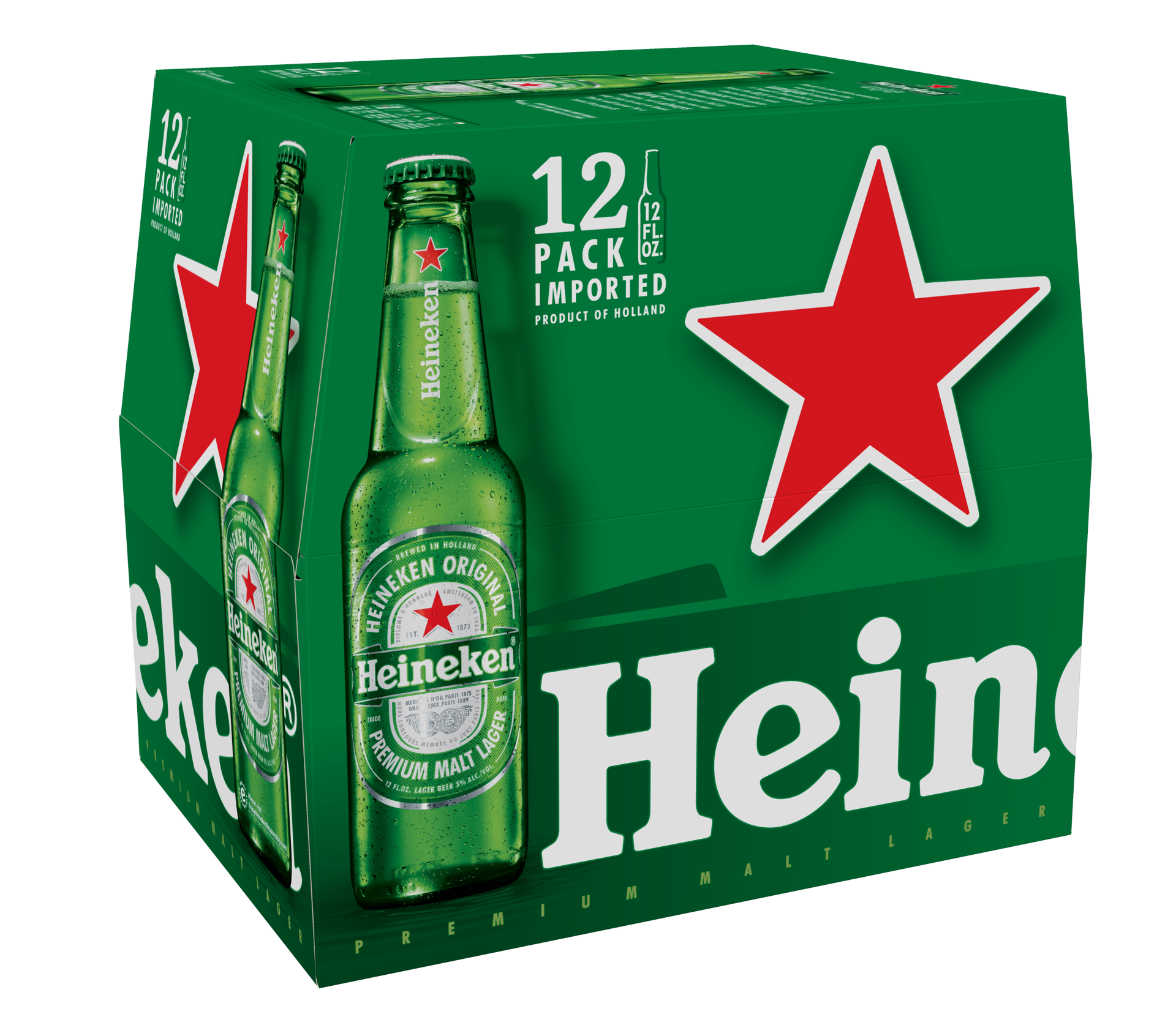 slide 1 of 9, Heineken Original Lager Beer, 12 Pack, 12 fl oz Bottles, 12 oz