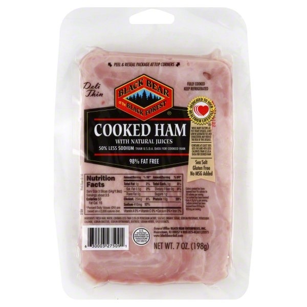 slide 1 of 1, Black Bear Ham - Cooked, 7 oz