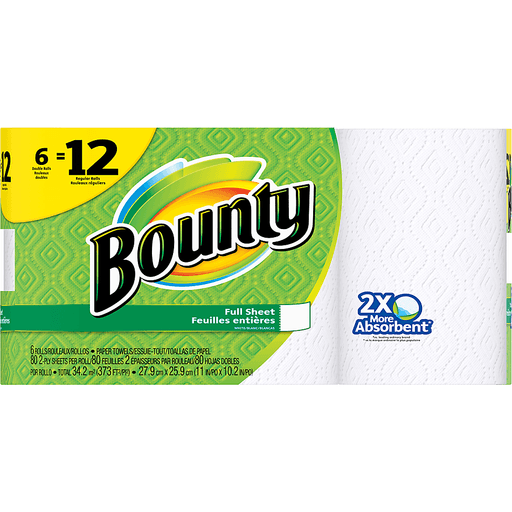 slide 2 of 15, Bounty 2xAbsorbent Double Rolls, 6 ct