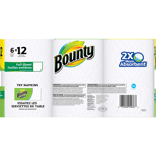 slide 3 of 15, Bounty 2xAbsorbent Double Rolls, 6 ct