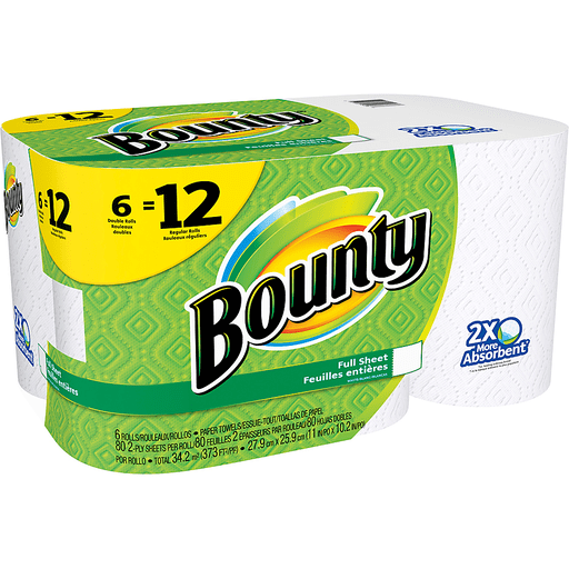 slide 12 of 15, Bounty 2xAbsorbent Double Rolls, 6 ct