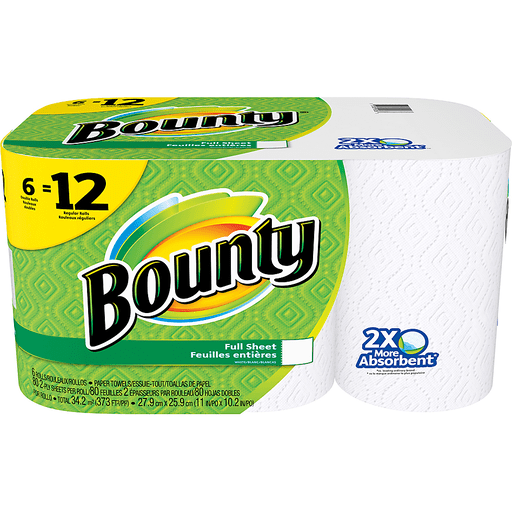 slide 5 of 15, Bounty 2xAbsorbent Double Rolls, 6 ct