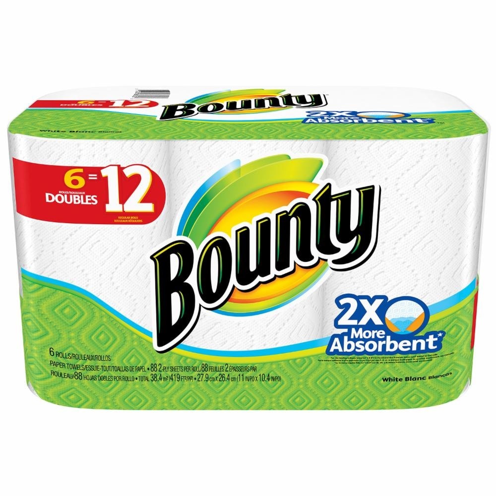 slide 1 of 15, Bounty 2xAbsorbent Double Rolls, 6 ct